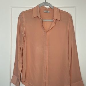 Grana 100% Silk Peach Drape Button Down - Size Small